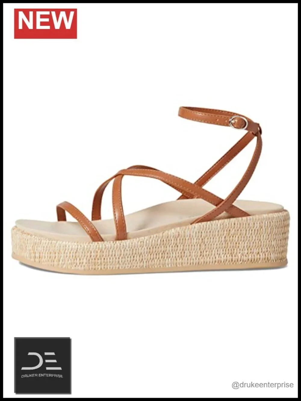 Womens Vizzy Platform Wedge Sandals Ankle Strap Buckle Leather